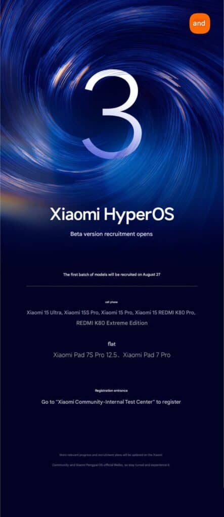 Xiaomi HyperOS 3 Beta recruitment 