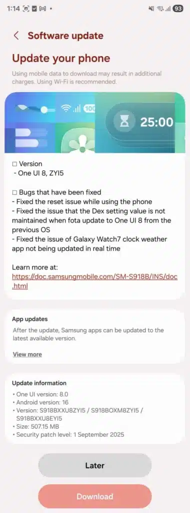 Galaxy S23 One UI 8 Beta 2 update 