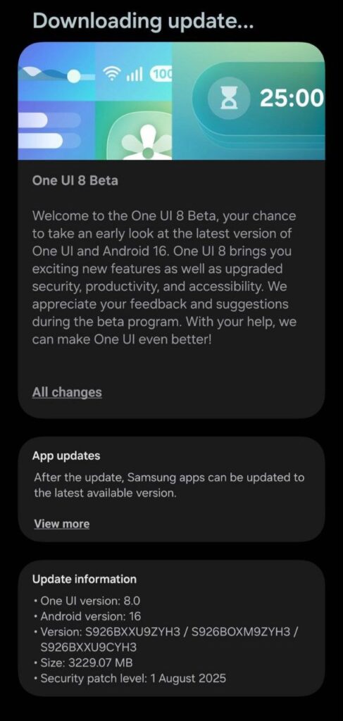 Galaxy S24 One UI 8 Beta update