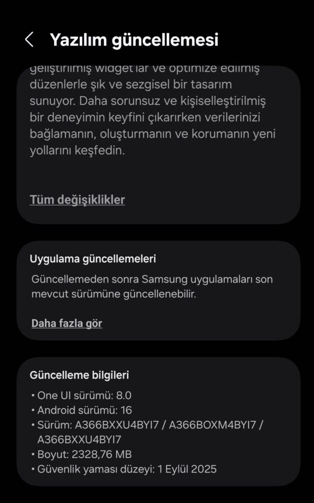 Stable Galaxy A36 One UI 8 update