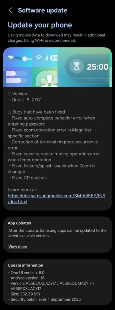 Galaxy A55 One UI 8 Beta 2 update