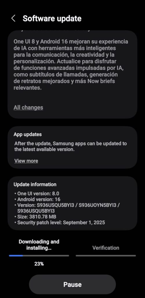 Stable One UI 8 update