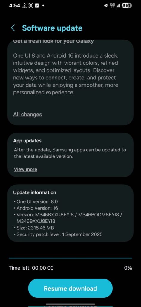 Galaxy M34 stable One UI 8 update