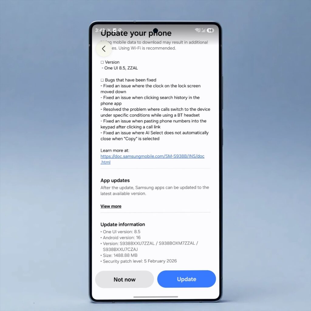 Samsung One UI 8.5 Beta 4 update 