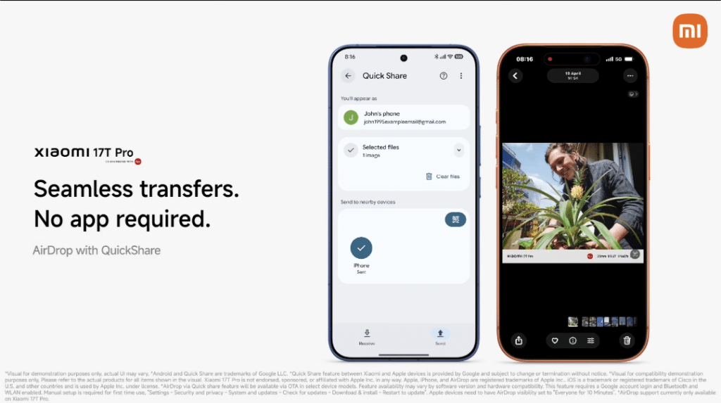Xiaomi phones now support AirDrop via Quick Share